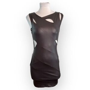 Bebe Dress Brown Sleeveless Cutout Mini Party Cocktail Small